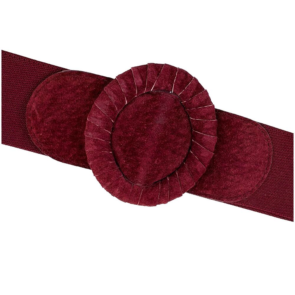 Accessories by Pearl VTG 80s 90s Suede Cinch Belt Women's L Burgundy Stretch USA